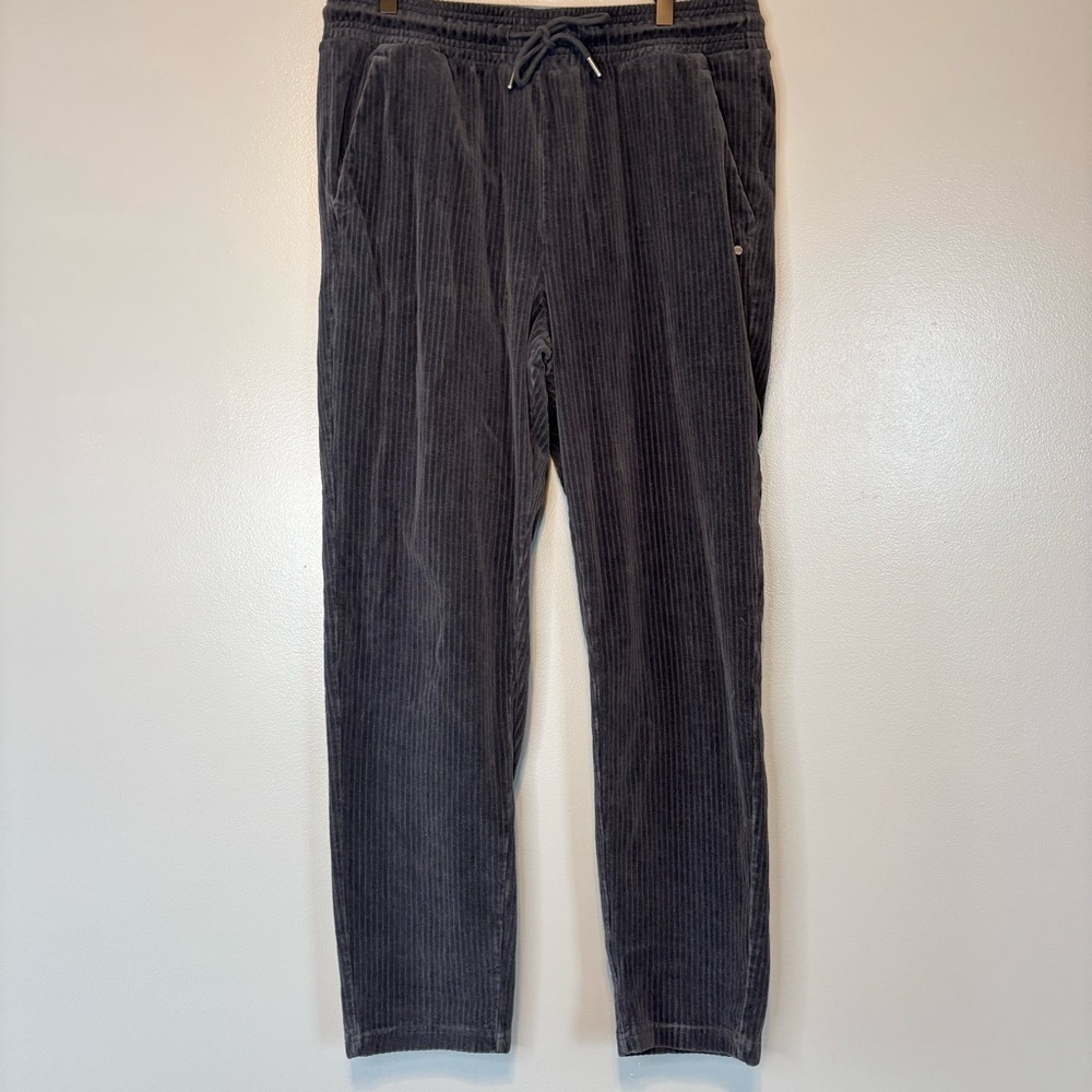 Ugg Large Averey Cotton Drawstring Corduroy Tapered Lounge Pants Charcoal - Picture 2 of 8